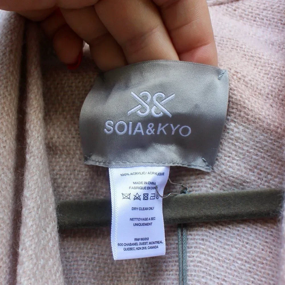 Soia & Kyo Scarfigan Scarf Poncho Cardigan Wrap Pink Plaid‎ Fringe NEW W/ Tags